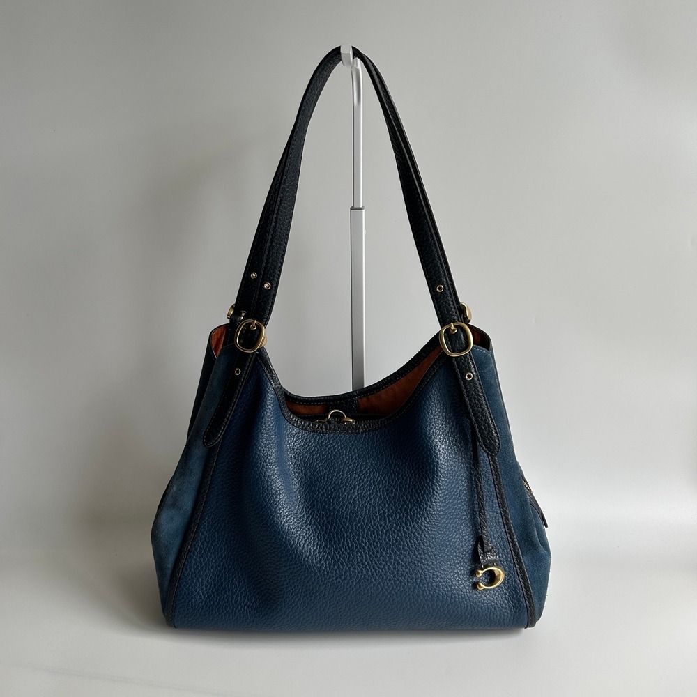Coach Lori Shoulder Bag Deep Turquoise Pebbled Leather Suede C5265